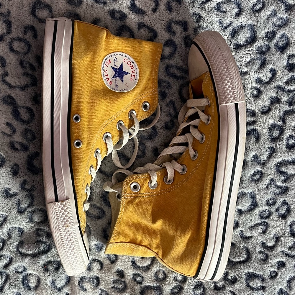 WORN IN Yellow High Top Converse